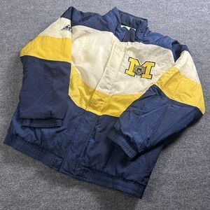 Vintage Michigan Wolverines Jacket Mens XL Blue Yellow NCAA Football Apex One
